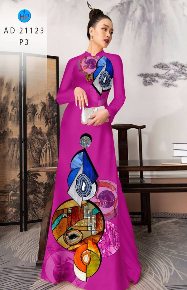Vải Áo Dài Hoa Văn Thiết Kế 2021 AD 21123