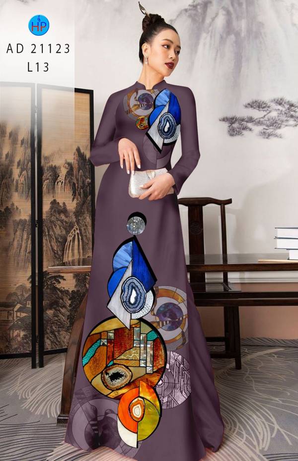Vải Áo Dài Hoa Văn Thiết Kế 2021 AD 21123