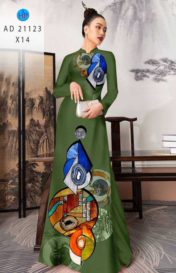 Vải Áo Dài Hoa Văn Thiết Kế 2021 AD 21123