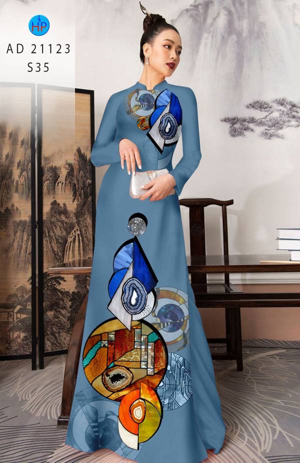 Vải Áo Dài Hoa Văn Thiết Kế 2021 AD 21123