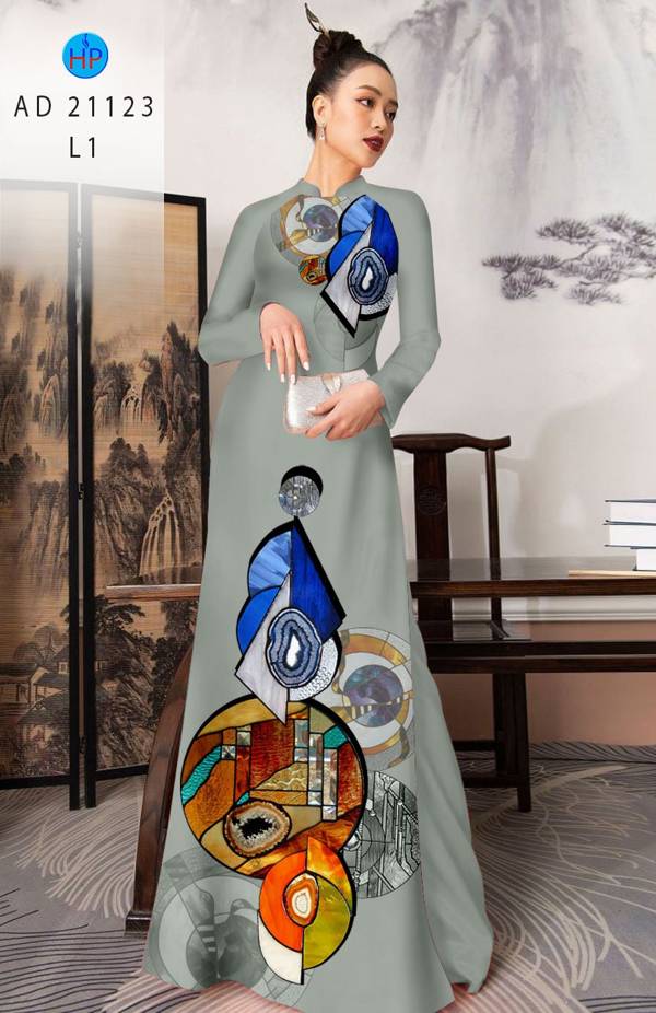 Vải Áo Dài Hoa Văn Thiết Kế 2021 AD 21123