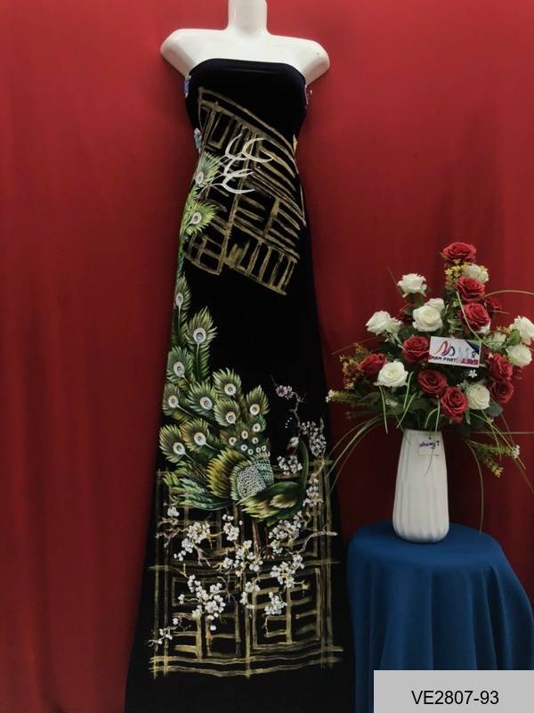 Vải Áo Dài Thái Tuấn Vẽ Chim Công Kiểu Mới AD VE2807_93 6 Vải Áo Dài Thái Tuấn Vẽ Chim Công Kiểu Mới AD VE2807_93