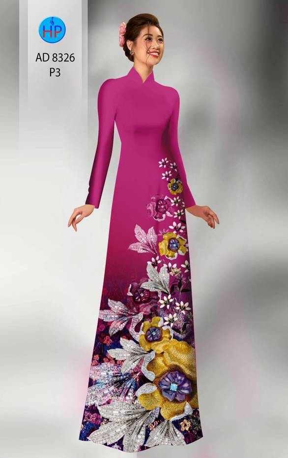 Vải Áo Dài Hoa In 3D Kiểu Mới AD 8326 45 Vải Áo Dài Hoa In 3D Kiểu Mới AD 8326