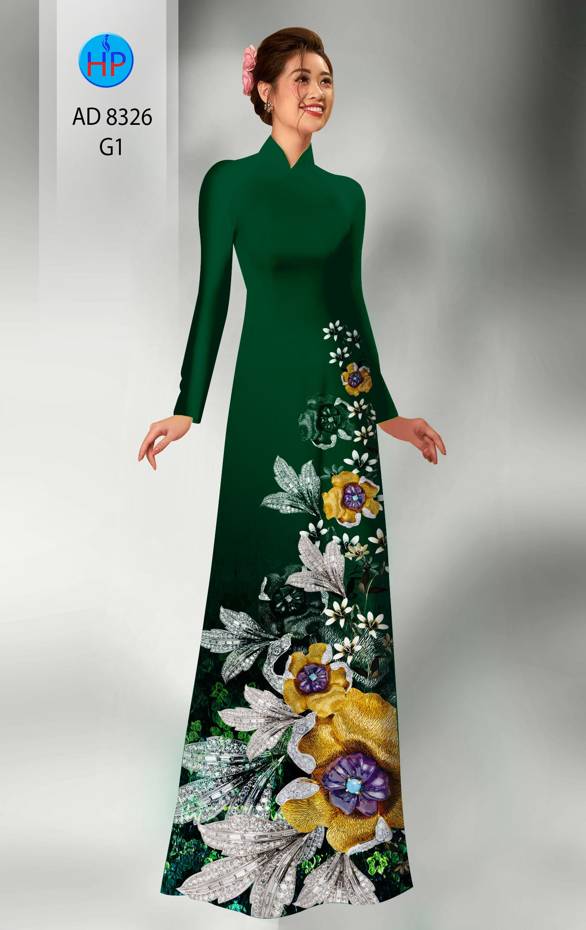 Vải Áo Dài Hoa In 3D Kiểu Mới AD 8326 44 Vải Áo Dài Hoa In 3D Kiểu Mới AD 8326