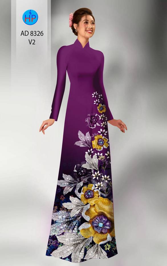 Vải Áo Dài Hoa In 3D Kiểu Mới AD 8326 52 Vải Áo Dài Hoa In 3D Kiểu Mới AD 8326