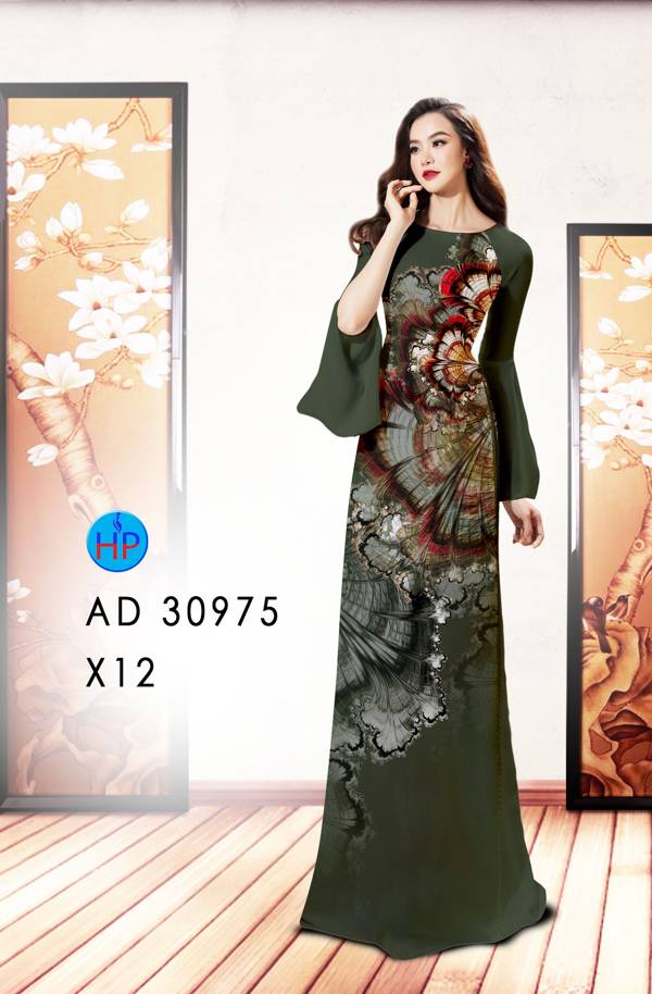 Vải Áo Dài Hoa In 3D Kiểu Mới AD 30975 50 Vải Áo Dài Hoa In 3D Kiểu Mới AD 30975