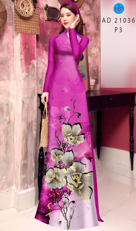 Vải Áo Dài Hoa In 3D Mới Ra AD 21036 46 Vải Áo Dài Hoa In 3D Mới Ra AD 21036