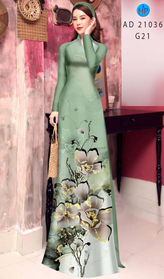 Vải Áo Dài Hoa In 3D Mới Ra AD 21036 49 Vải Áo Dài Hoa In 3D Mới Ra AD 21036