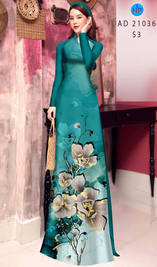 Vải Áo Dài Hoa In 3D Mới Ra AD 21036 50 Vải Áo Dài Hoa In 3D Mới Ra AD 21036