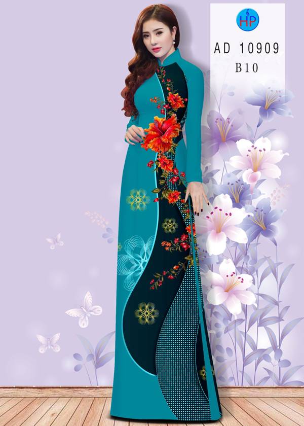 Vải Áo Dài Hoa In 3D Thiết Kế 2021 AD 10909 38 Vải Áo Dài Hoa In 3D Thiết Kế 2021 AD 10909