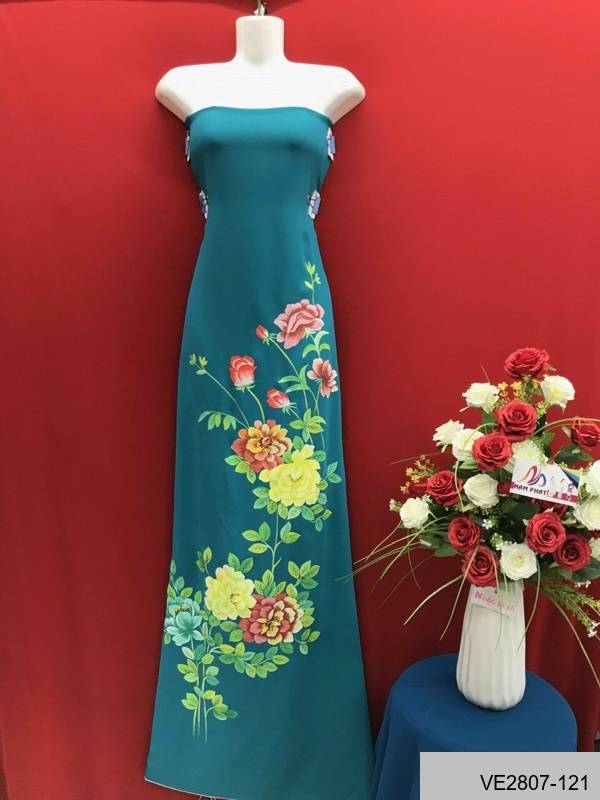 Vải Áo Dài Thái Tuấn Vẽ Hoa Đẹp Độc Đáo AD VE2807_119 10 Vải Áo Dài Thái Tuấn Vẽ Hoa Đẹp Độc Đáo AD VE2807_119