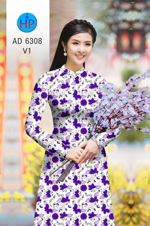 Vải Áo Dài Hình Bướm Độc Đáo AD 6308
