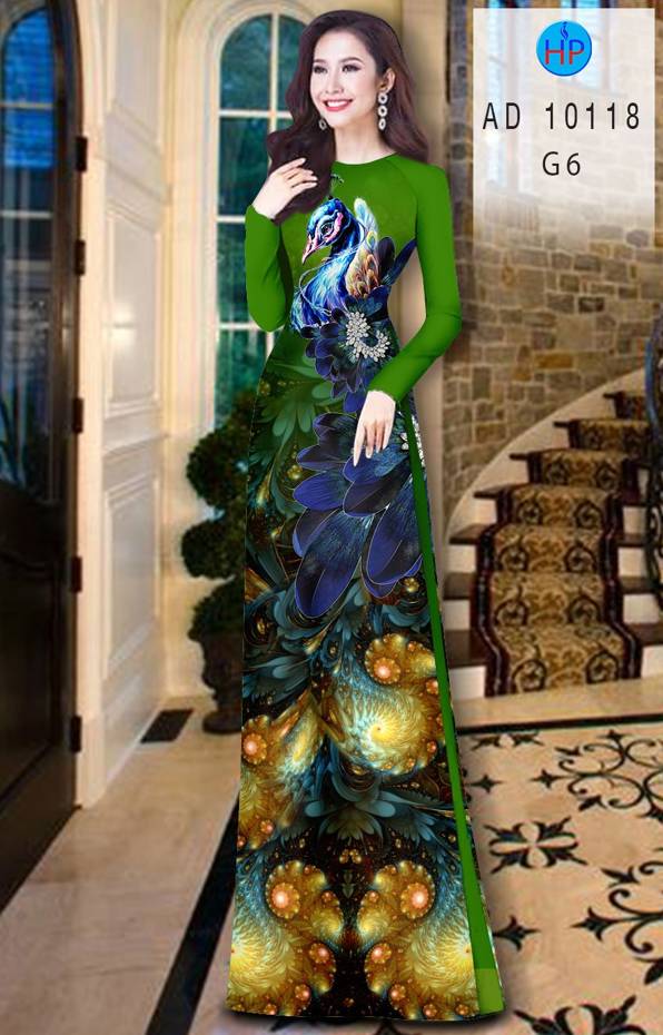 Vải Áo Dài Chim Công Vừa Ra  AD 10118