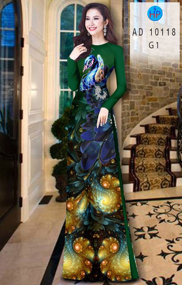 Vải Áo Dài Chim Công Vừa Ra  AD 10118