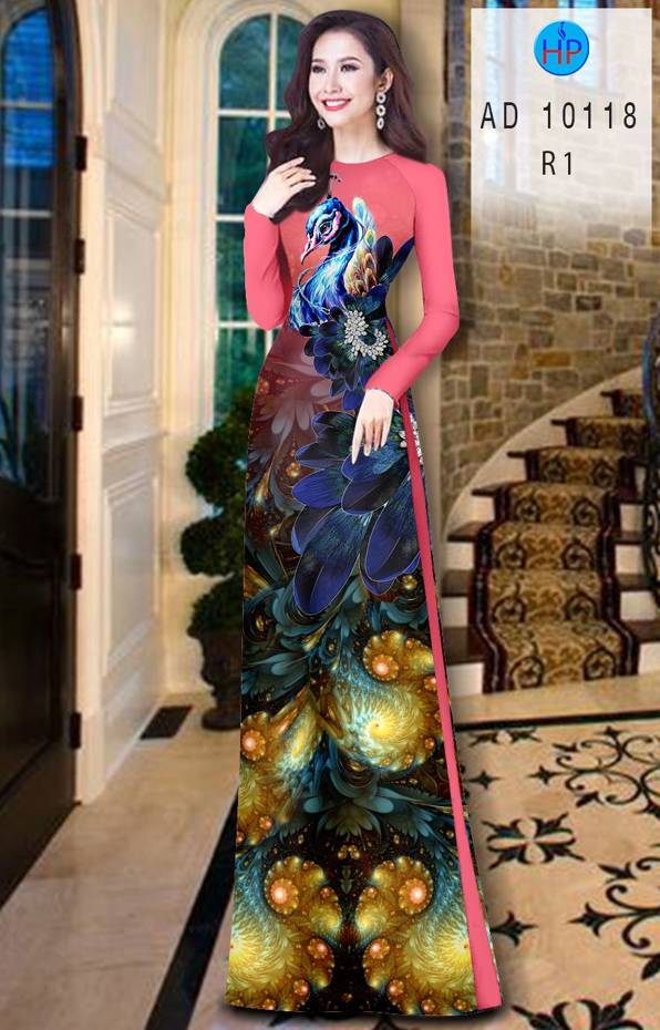 Vải Áo Dài Chim Công Vừa Ra  AD 10118