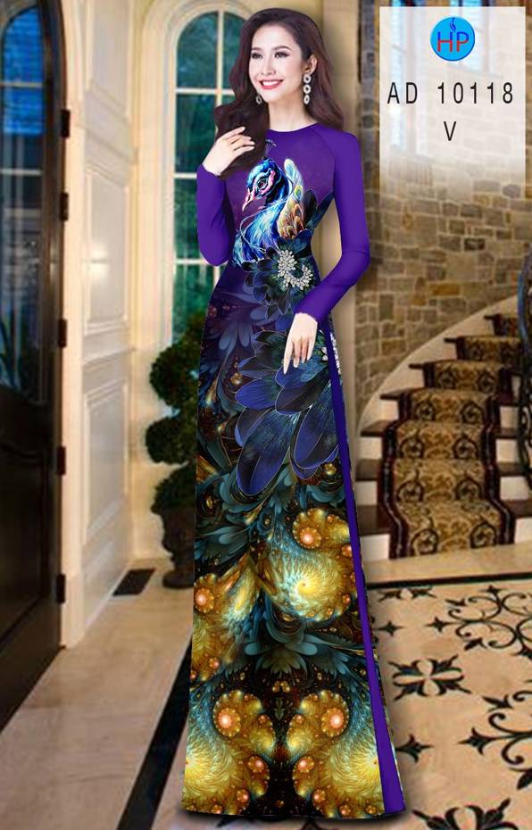 Vải Áo Dài Chim Công Vừa Ra  AD 10118