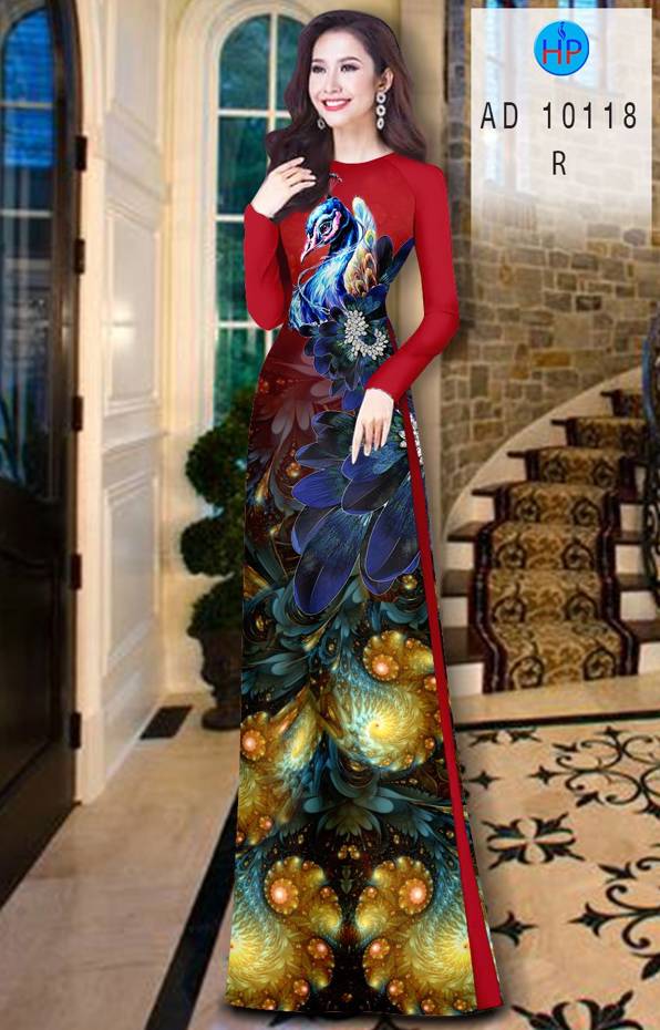 Vải Áo Dài Chim Công Vừa Ra  AD 10118