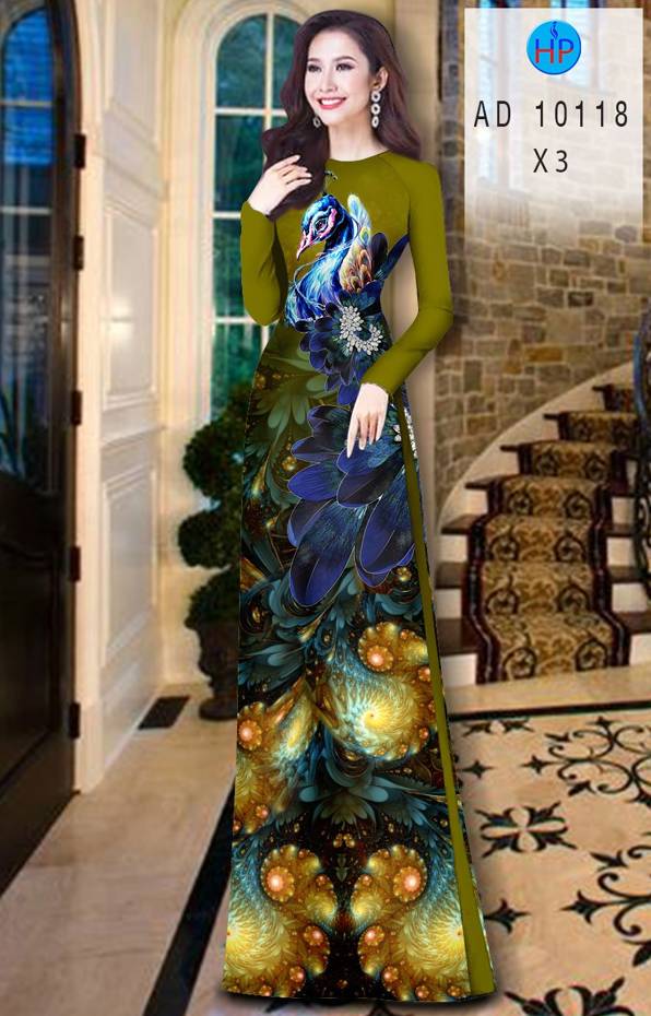 Vải Áo Dài Chim Công Vừa Ra  AD 10118