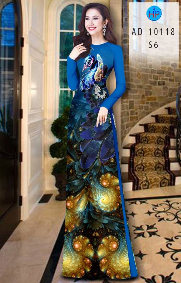 Vải Áo Dài Chim Công Vừa Ra  AD 10118