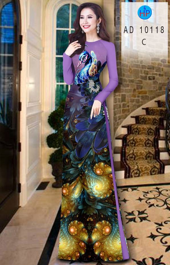 Vải Áo Dài Chim Công Vừa Ra  AD 10118