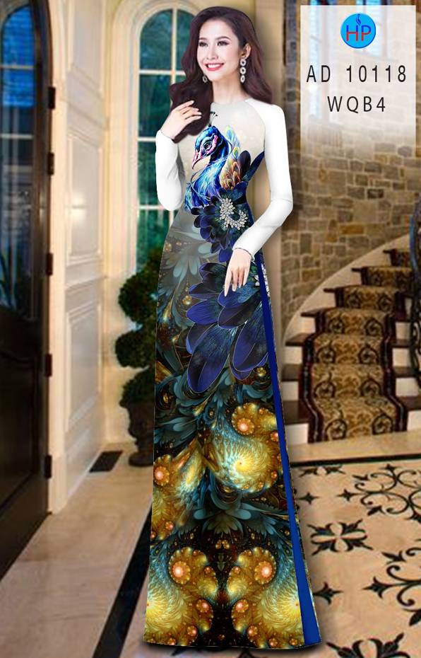 Vải Áo Dài Chim Công Vừa Ra  AD 10118