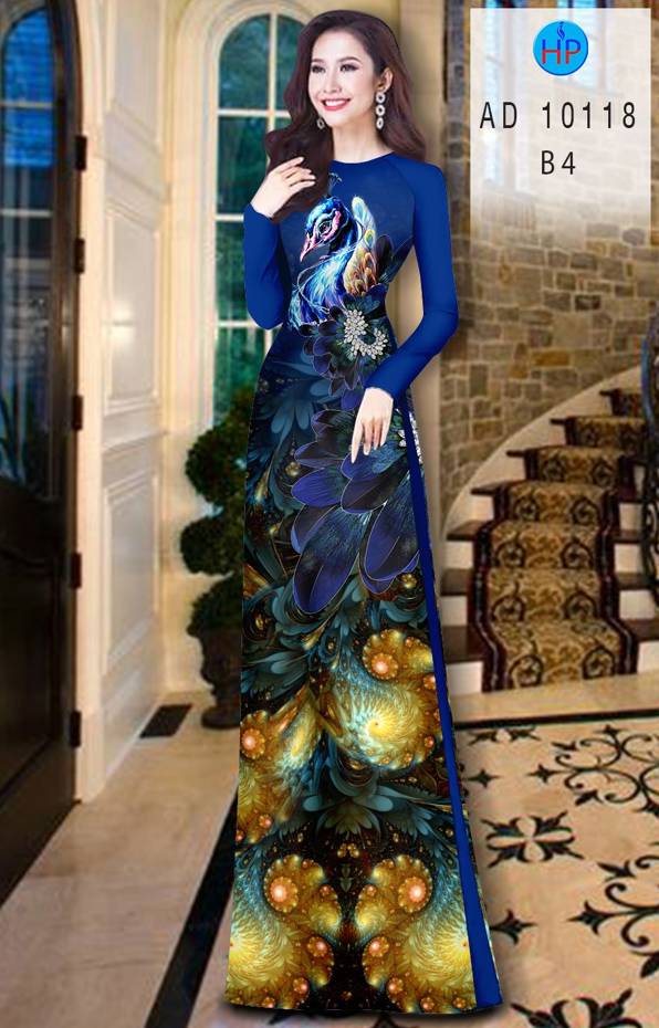 Vải Áo Dài Chim Công Vừa Ra  AD 10118