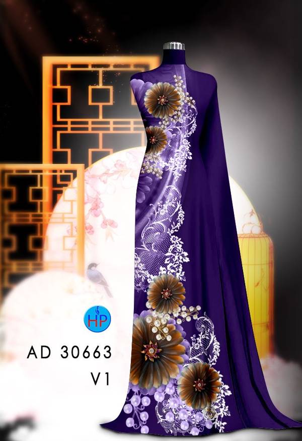 Vải Áo Dài Hoa In 3D Mới Ra AD 30663 44 Vải Áo Dài Hoa In 3D Mới Ra AD 30663