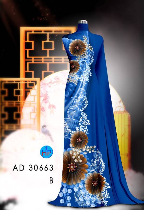 Vải Áo Dài Hoa In 3D Mới Ra AD 30663 48 Vải Áo Dài Hoa In 3D Mới Ra AD 30663