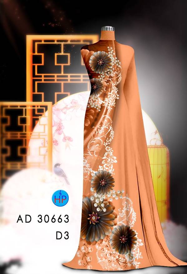 Vải Áo Dài Hoa In 3D Mới Ra AD 30663 50 Vải Áo Dài Hoa In 3D Mới Ra AD 30663