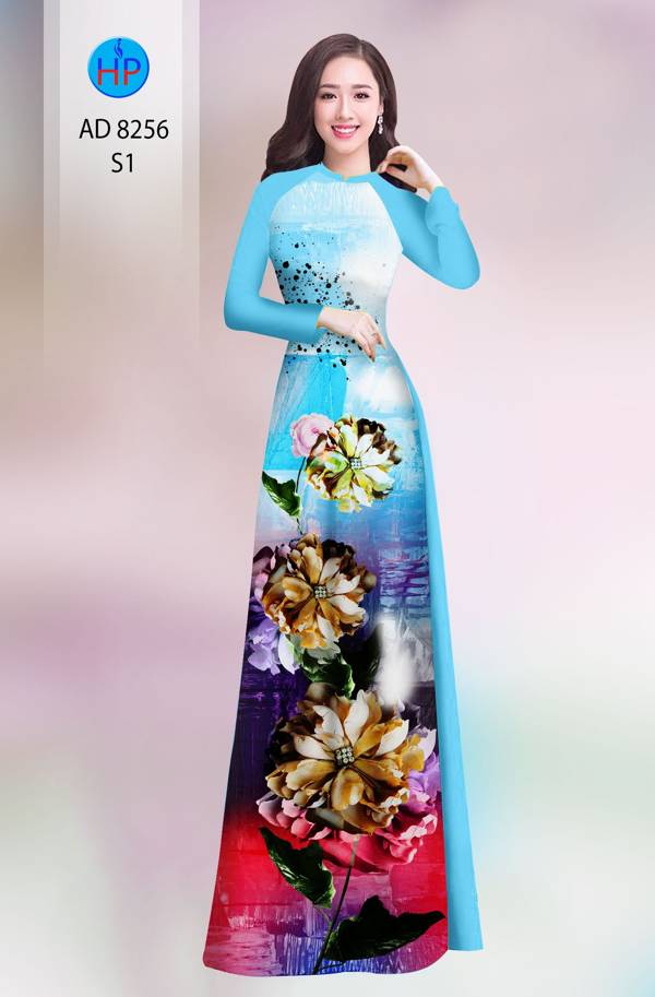 Vải Áo Dài Hoa In 3D Độc Đáo AD 8256 40 Vải Áo Dài Hoa In 3D Độc Đáo AD 8256