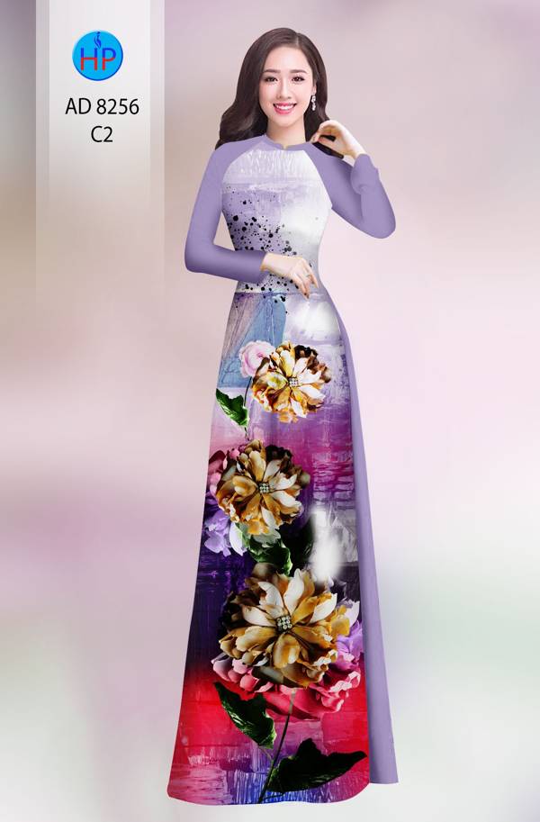 Vải Áo Dài Hoa In 3D Độc Đáo AD 8256 52 Vải Áo Dài Hoa In 3D Độc Đáo AD 8256