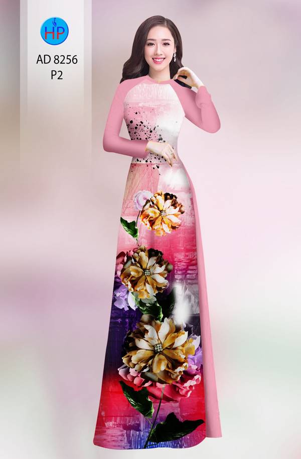 Vải Áo Dài Hoa In 3D Độc Đáo AD 8256 50 Vải Áo Dài Hoa In 3D Độc Đáo AD 8256