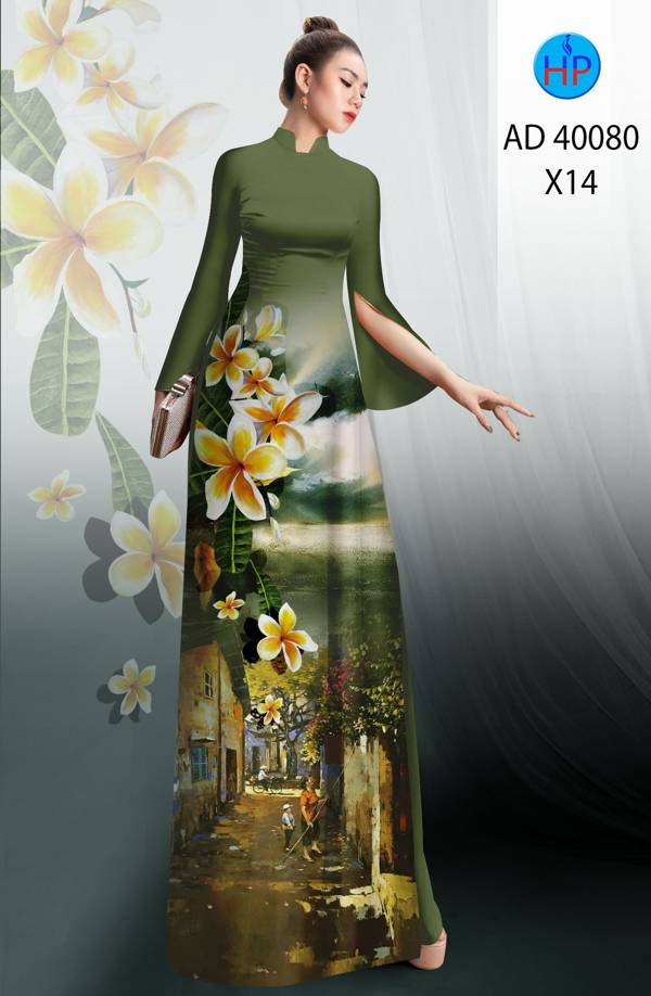 Vải Áo Dài Phong Cảnh Và Hoa Sứ Mới Ra AD 40080
