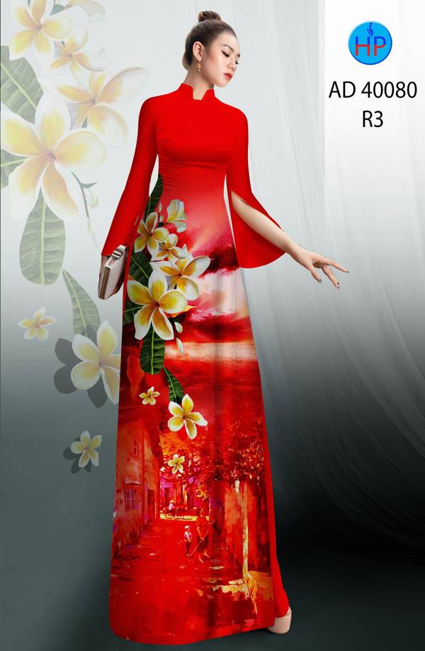 Vải Áo Dài Phong Cảnh Và Hoa Sứ Mới Ra AD 40080