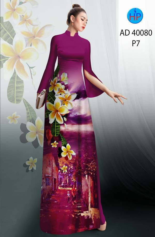 Vải Áo Dài Phong Cảnh Và Hoa Sứ Mới Ra AD 40080