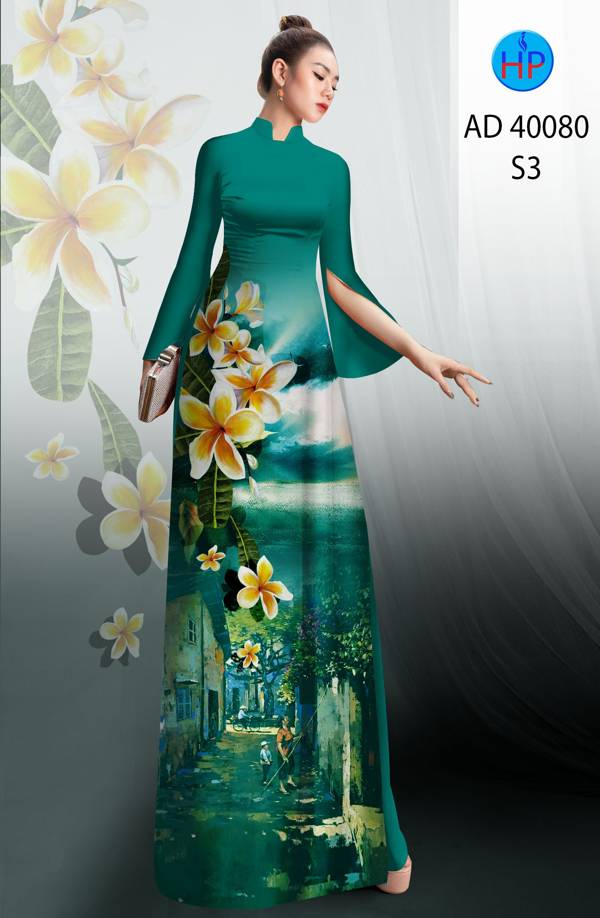 Vải Áo Dài Phong Cảnh Và Hoa Sứ Mới Ra AD 40080