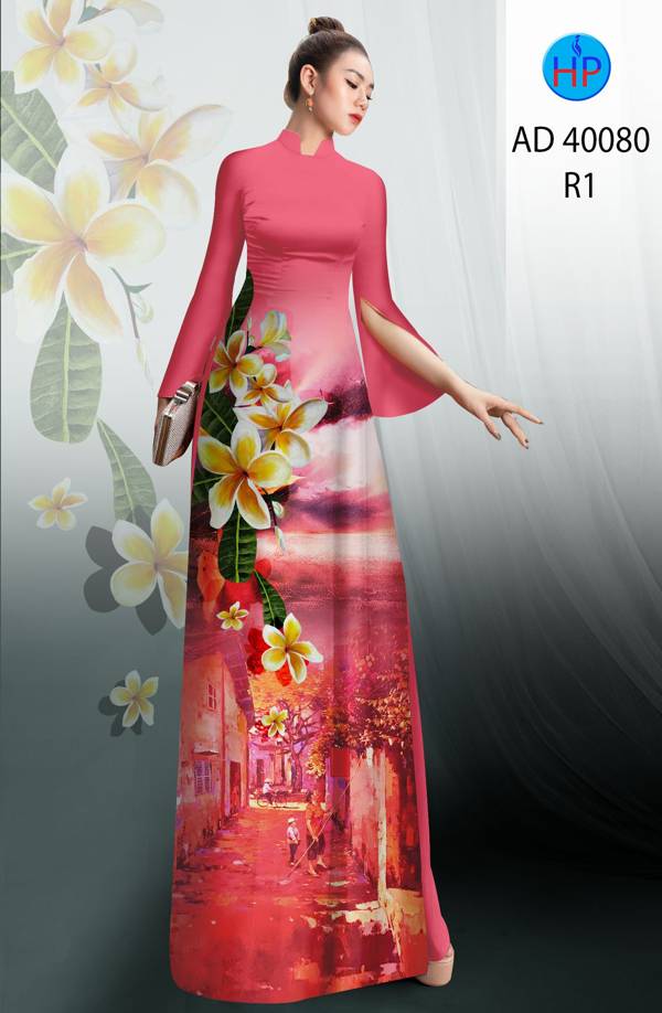 Vải Áo Dài Phong Cảnh Và Hoa Sứ Mới Ra AD 40080