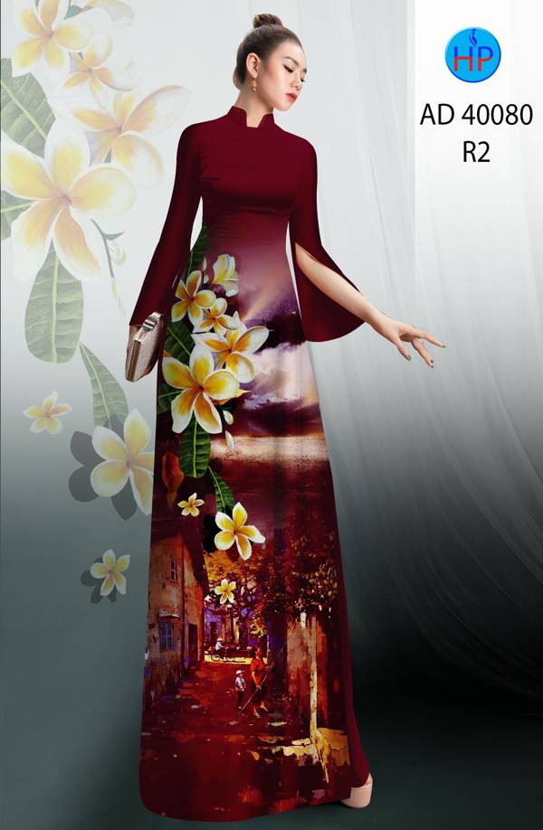 Vải Áo Dài Phong Cảnh Và Hoa Sứ Mới Ra AD 40080