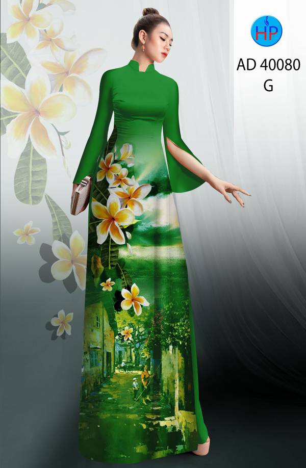 Vải Áo Dài Phong Cảnh Và Hoa Sứ Mới Ra AD 40080