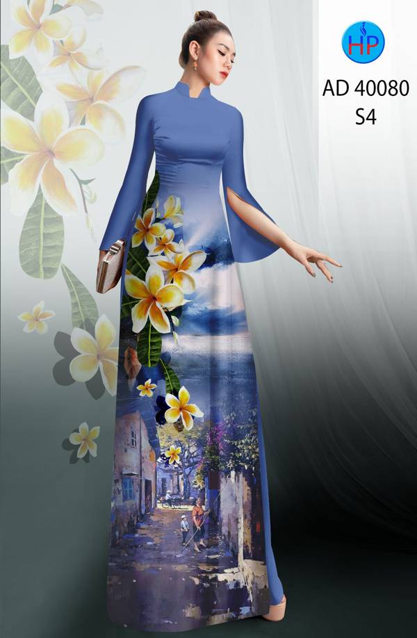 Vải Áo Dài Phong Cảnh Và Hoa Sứ Mới Ra AD 40080