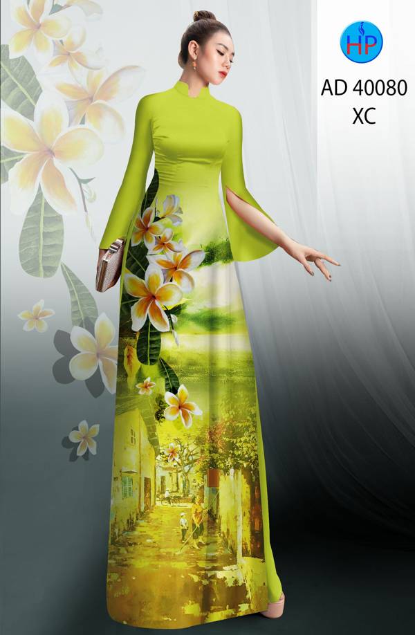 Vải Áo Dài Phong Cảnh Và Hoa Sứ Mới Ra AD 40080