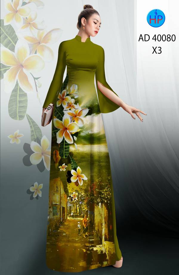 Vải Áo Dài Phong Cảnh Và Hoa Sứ Mới Ra AD 40080