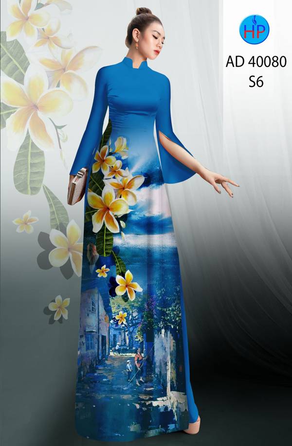 Vải Áo Dài Phong Cảnh Và Hoa Sứ Mới Ra AD 40080