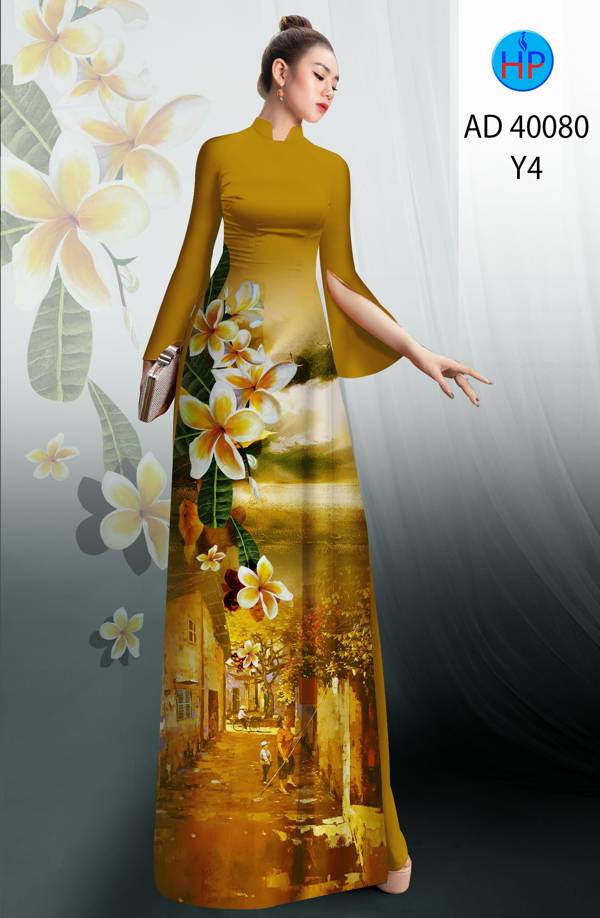 Vải Áo Dài Phong Cảnh Và Hoa Sứ Mới Ra AD 40080