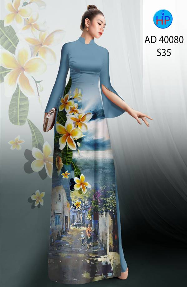 Vải Áo Dài Phong Cảnh Và Hoa Sứ Mới Ra AD 40080