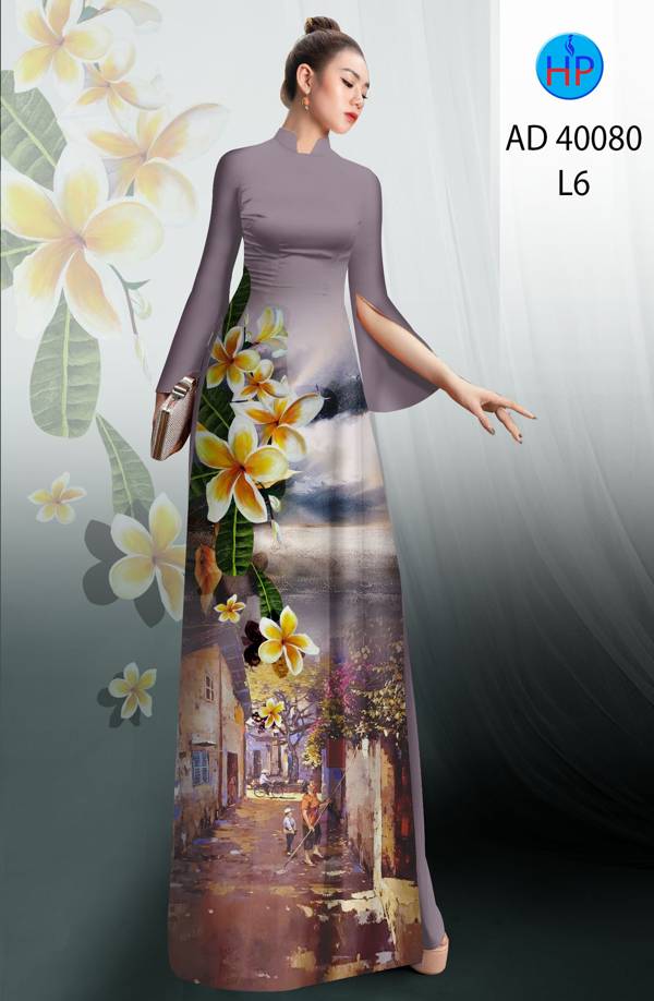 Vải Áo Dài Phong Cảnh Và Hoa Sứ Mới Ra AD 40080