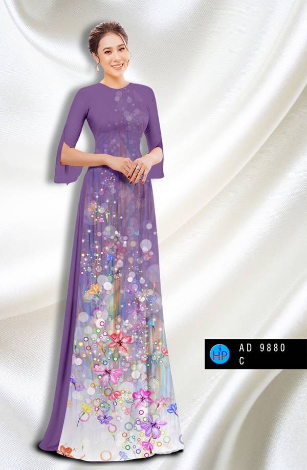 Vải Áo Dài Hoa In 3D Vừa Ra AD 9880 40 Vải Áo Dài Hoa In 3D Vừa Ra  AD 9880