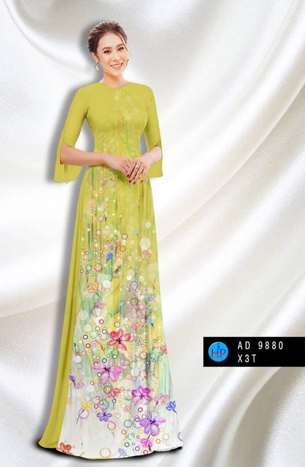 Vải Áo Dài Hoa In 3D Vừa Ra AD 9880 45 Vải Áo Dài Hoa In 3D Vừa Ra  AD 9880