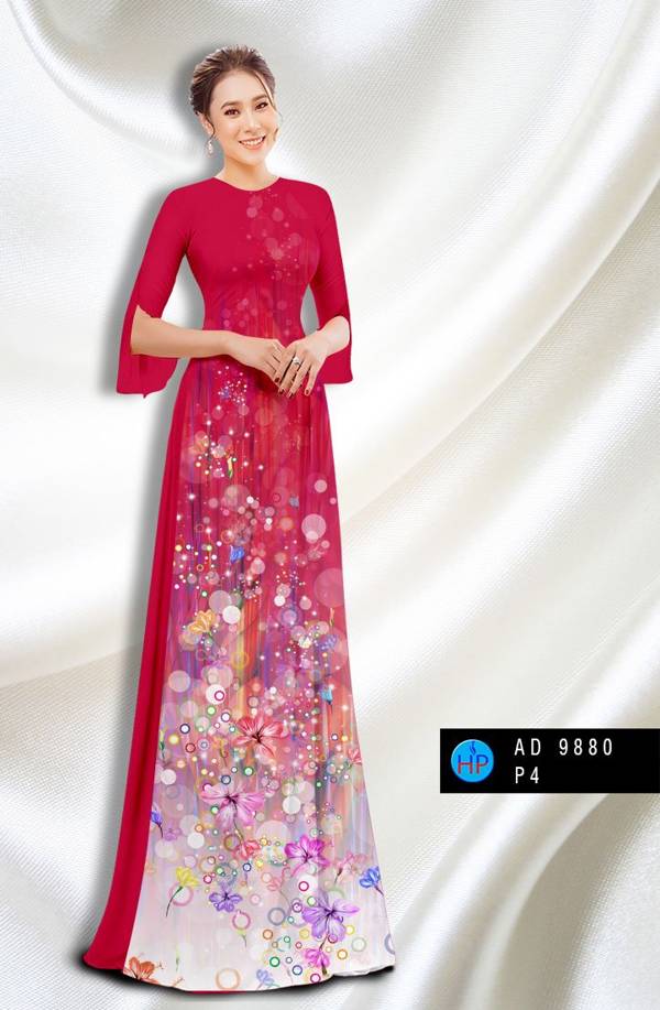 Vải Áo Dài Hoa In 3D Vừa Ra AD 9880 50 Vải Áo Dài Hoa In 3D Vừa Ra  AD 9880