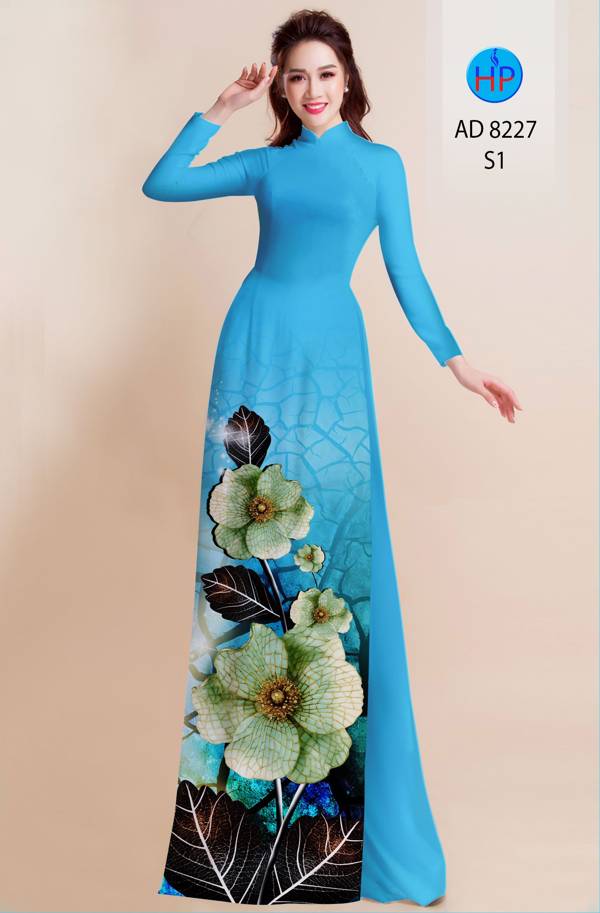Vải Áo Dài Hoa In 3D Mới Ra AD 8227 48 Vải Áo Dài Hoa In 3D Mới Ra AD 8227